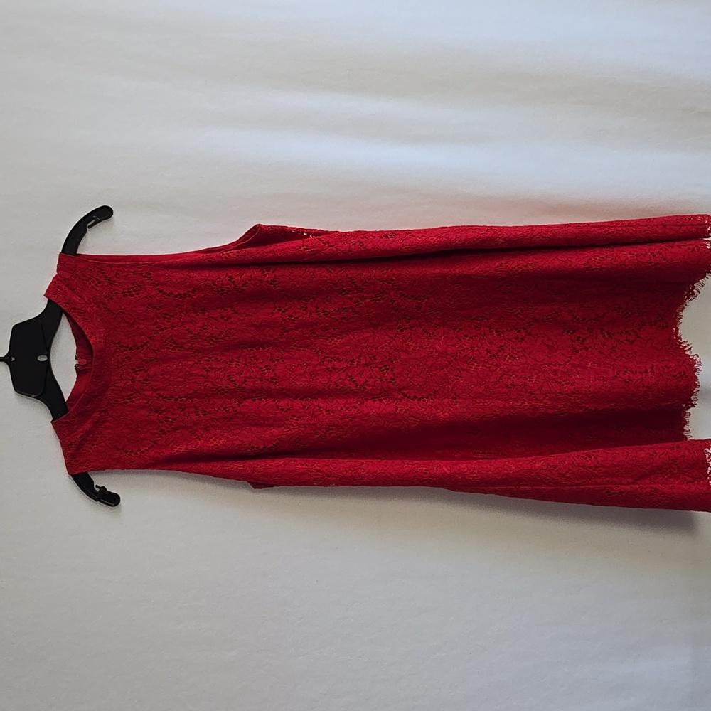 Red Lace Dress LOFT Size 16P